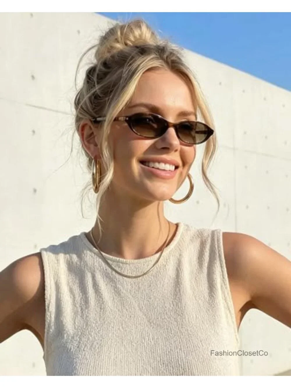 Retro Oval Sunglasses Cat Eye Y2K Narrow Frame UV400 Protection Small Face
